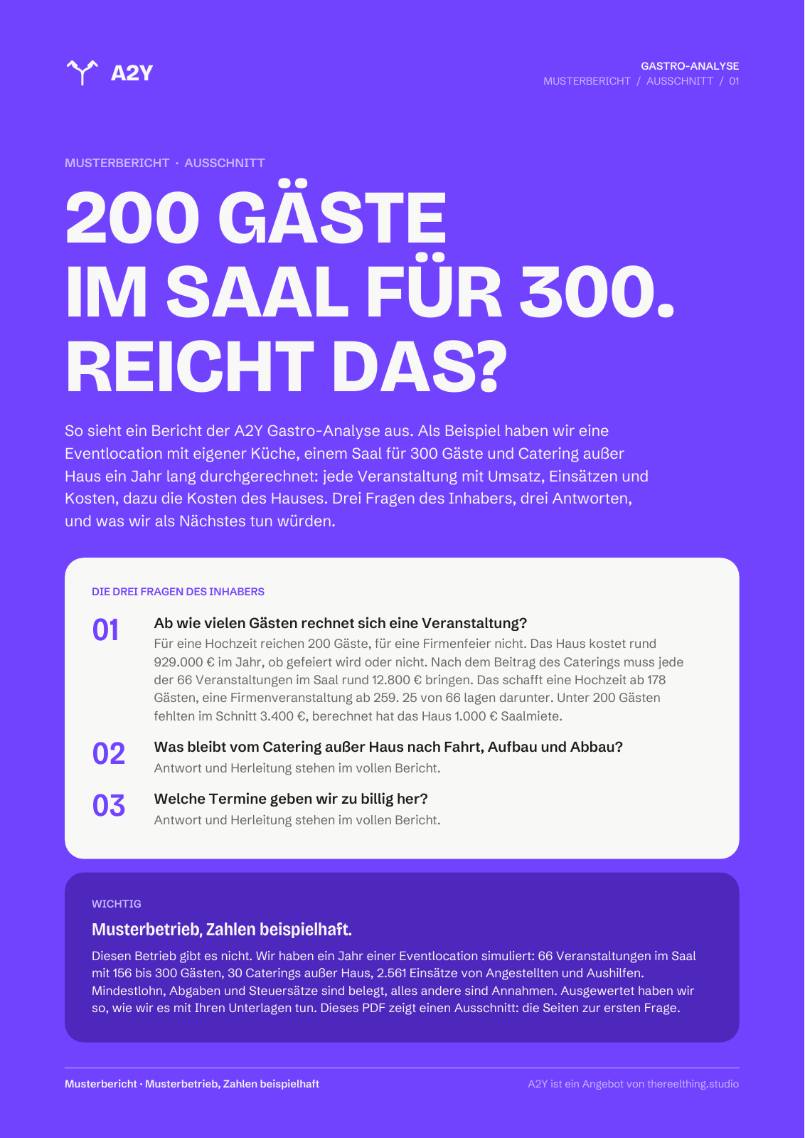 Eventlocation: Seite 1 des Musterbericht-Ausschnitts