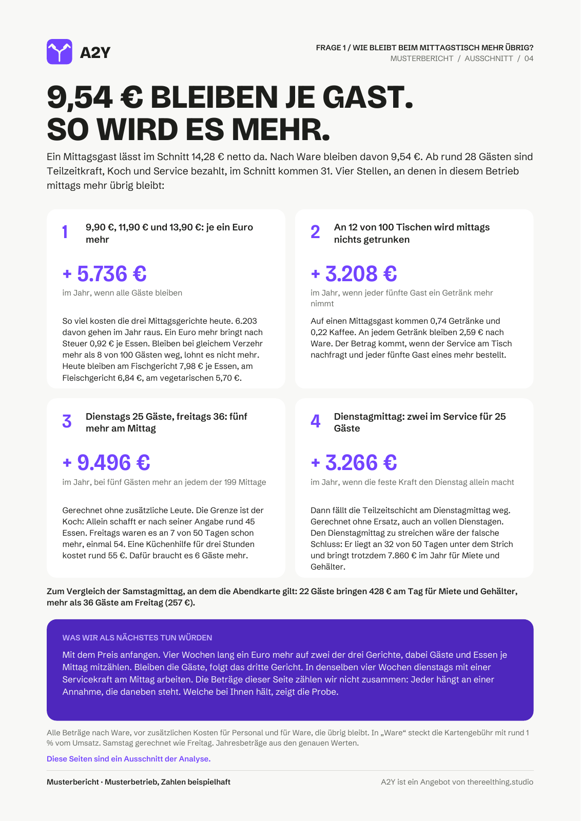 Restaurant: Seite 4 des Musterbericht-Ausschnitts